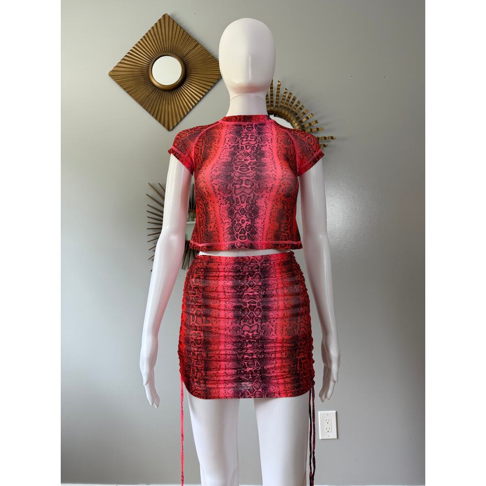 Oh Polly - Orange “Pretty Python” Top & Skirt Set